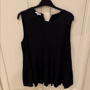 Lafayette 148 New York Black Pleated Sleeveless Blouse
